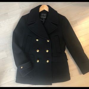 Jcrew stadium cloth majesty wool peacoat black 6